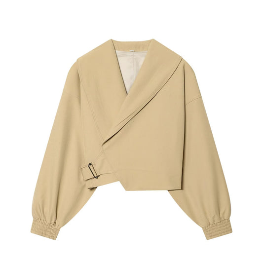 Women's buckle decoration casual short jacket