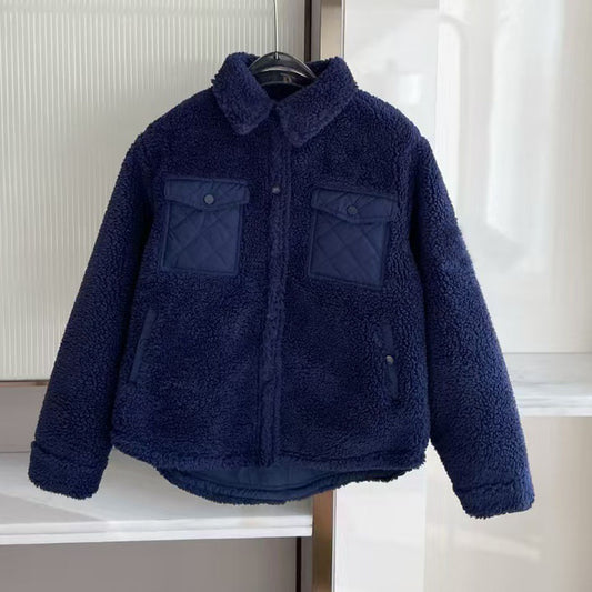 Women's new casual lambswool fabric coat