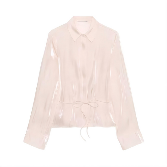 Women's metallic effect paired with belt shirt