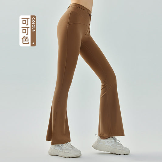 Women's new high waist drawstring micro-pull fitness pants