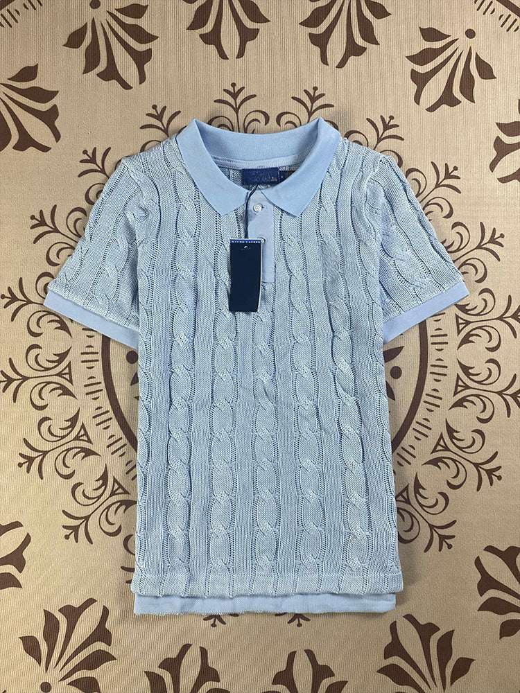 Women's New Joker Embroidered Lapel Pullover Short-sleeved T-shirt Knitwear Top