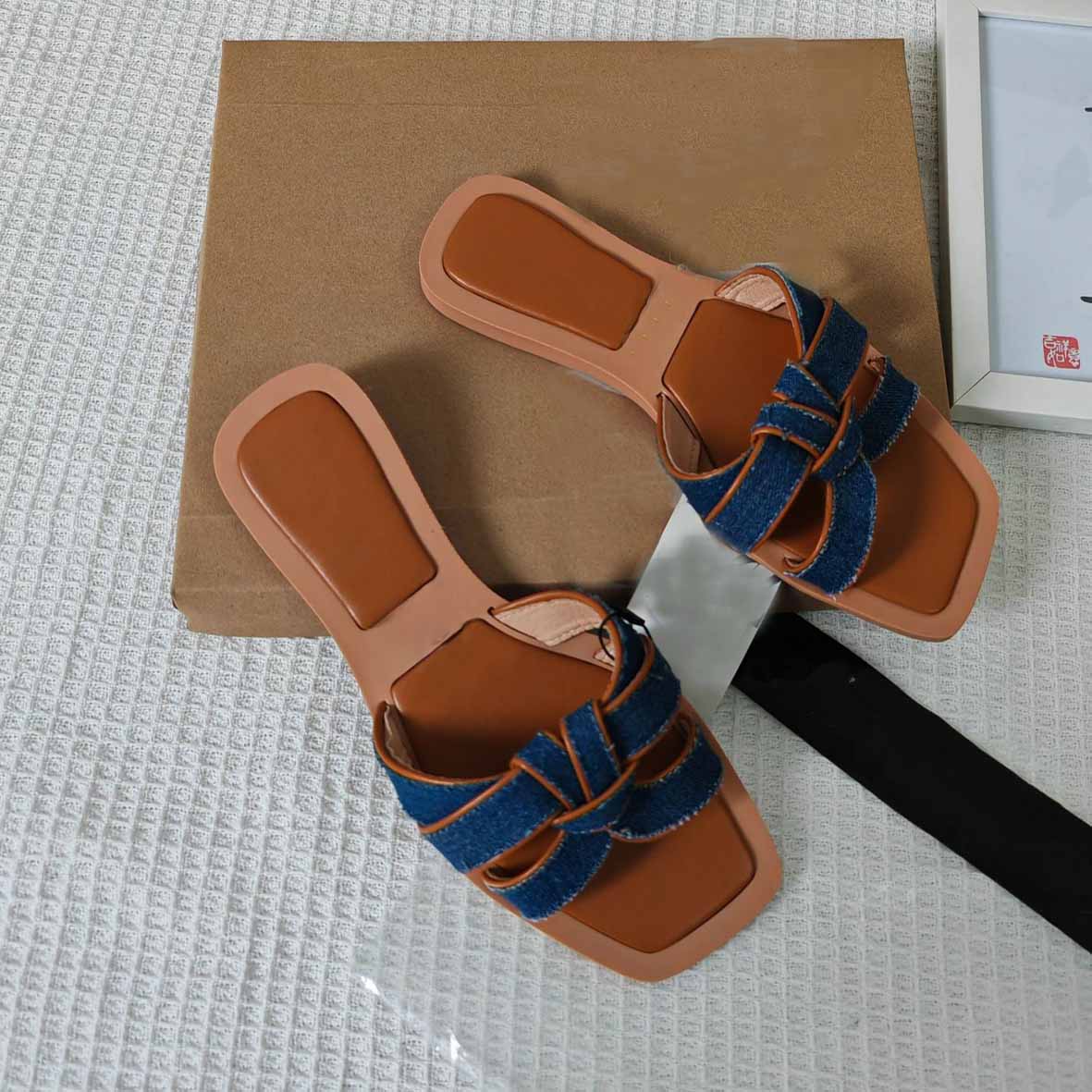 Women's New Fashion Casual Joker Woven Flat-bottomed Women's Slippers and Shoes