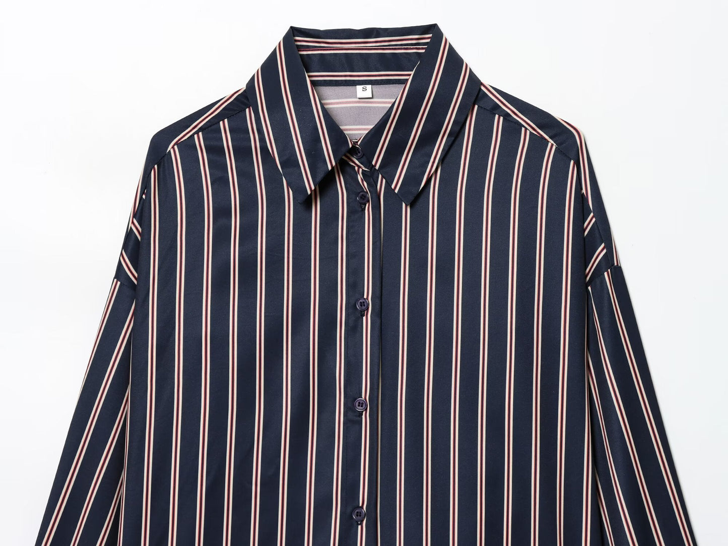 Women's casual lapel striped Button-up shirt
