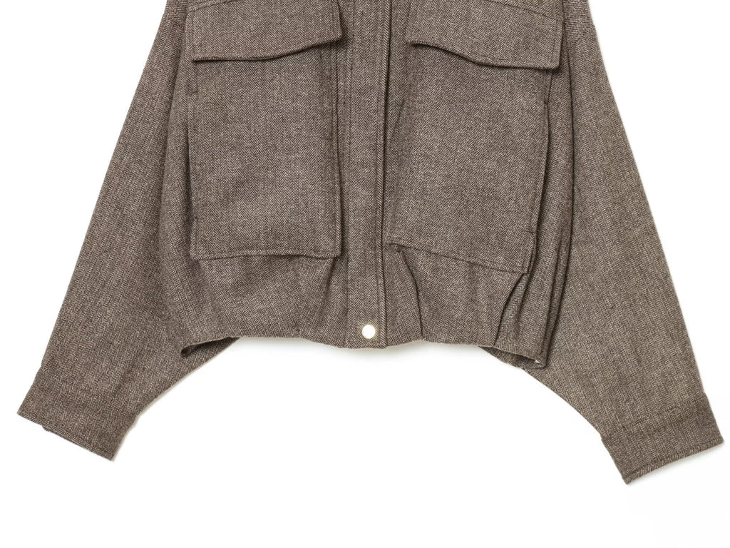 Women's casual stand collar herringbone pattern pilot jacket Coat