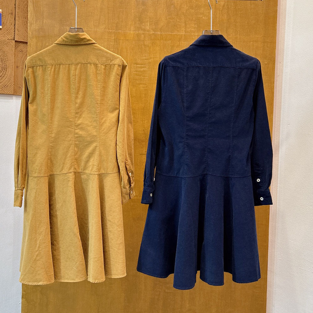 Women's new embroidered corduroy slim long-sleeved dress