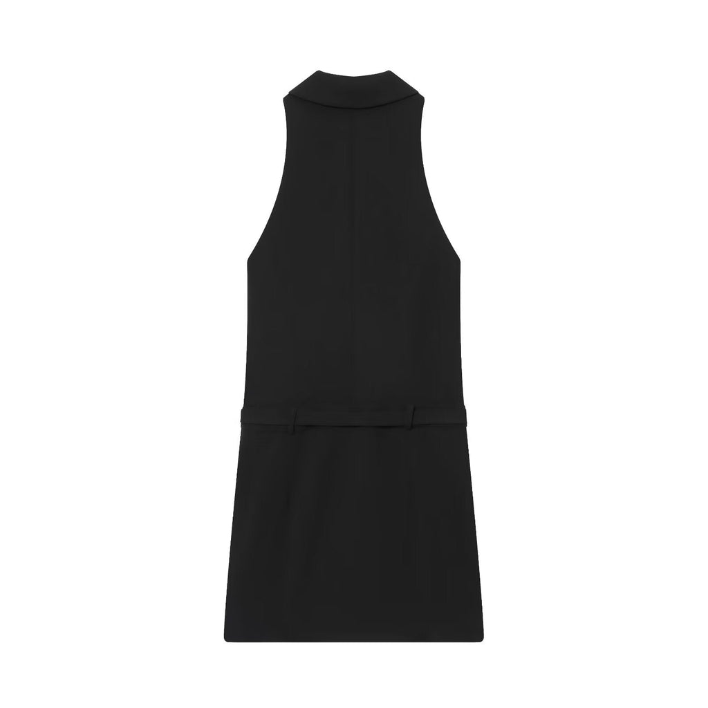 Women's with Belt sleeveless Blazer Coat effect mini dress