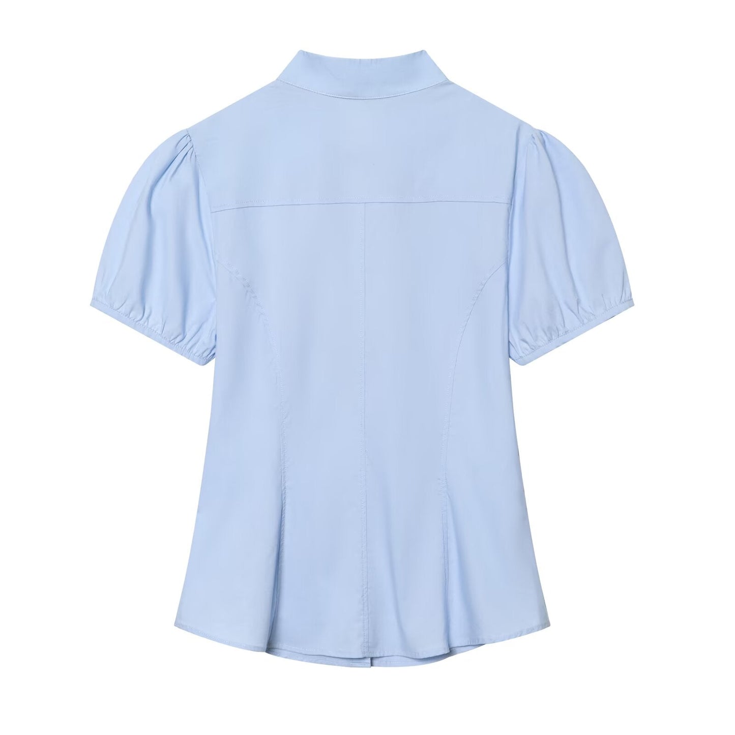 Women's bow decoration pleated poplin top
