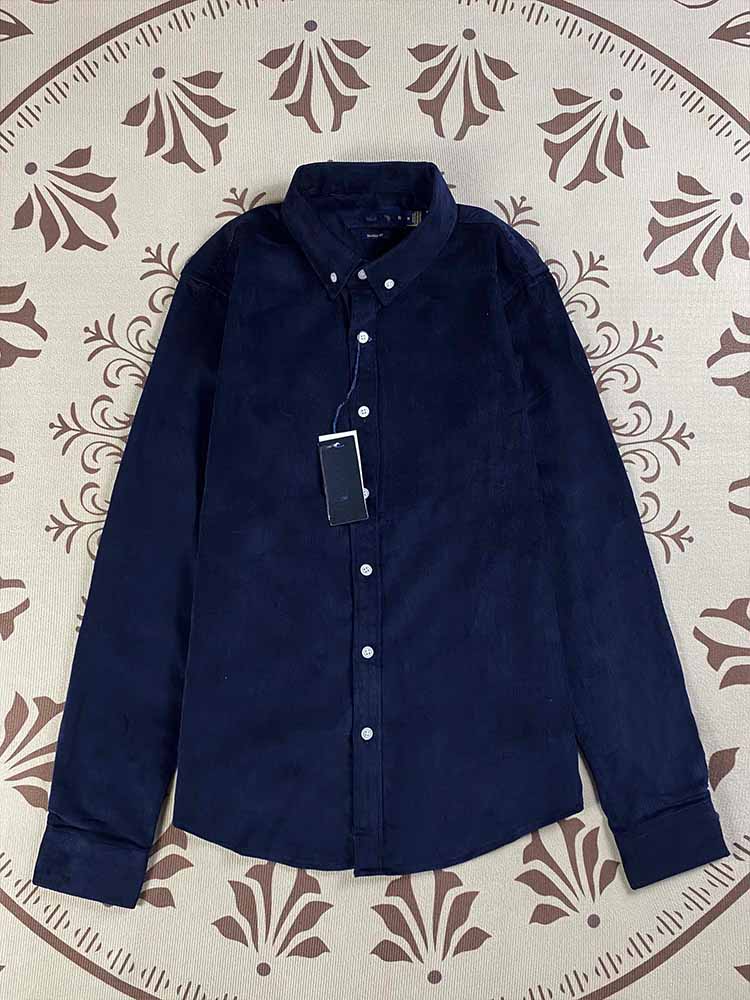 Men and Women with The Same New Fashion Joker Casual Cotton Corduroy Loose Long Sleeve Lapel Shirt Top.