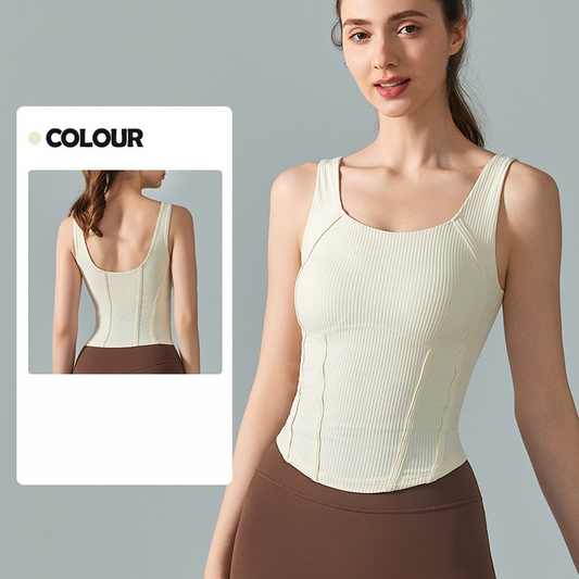 Women's new yoga vest with chest pad and waist suture