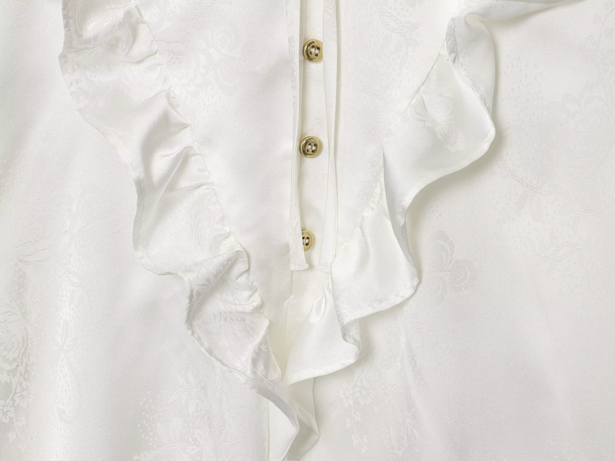 Women's new fashion long sleeved satin textured jacquard shirt