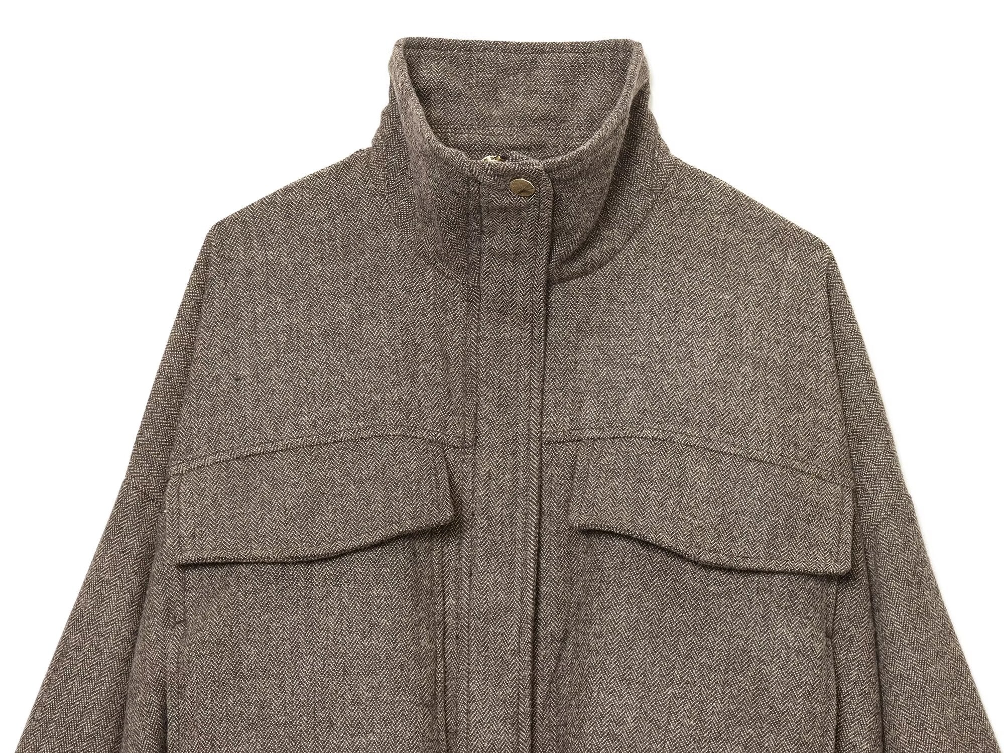 Women's casual stand collar herringbone pattern pilot jacket Coat