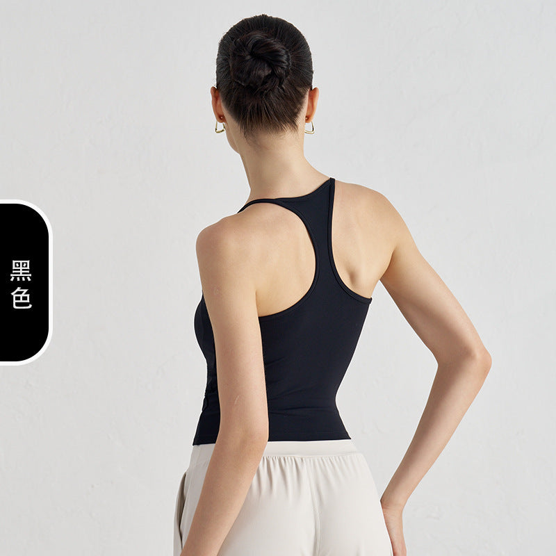 Women's new Joker Naked Vest sports bra with Chest Cushion Tight Slim Yoga Pilates Fitness Breathable Top