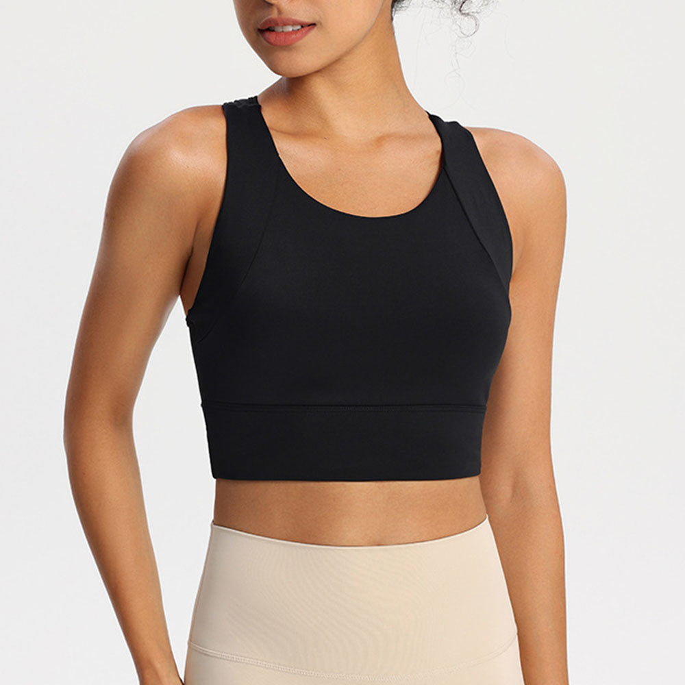 Women's Shockproof Gathered Sports Bra High-strength Fitness Vest with Chest Pad Yoga Bra Integrated Running Underwear