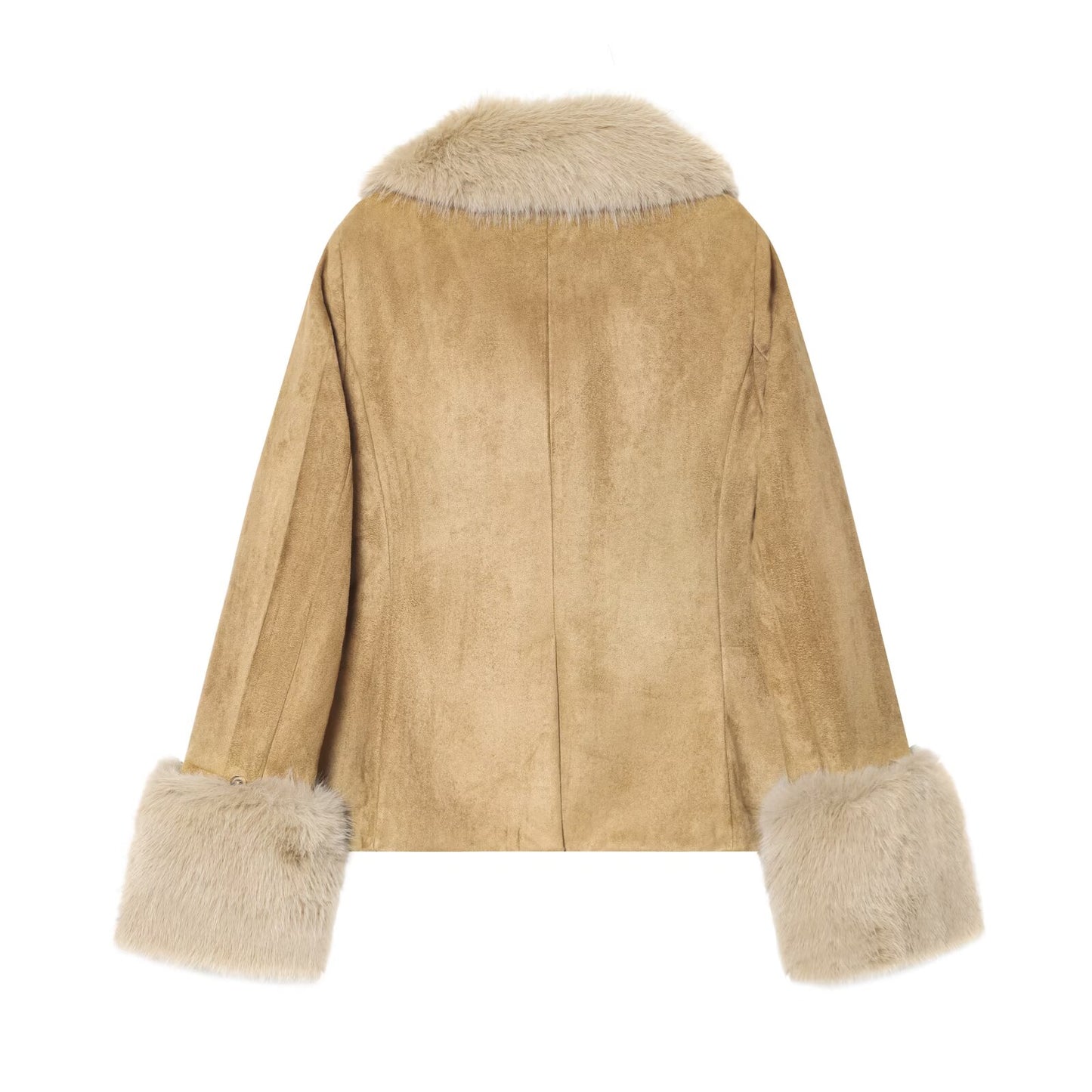 Women's suede faux fur effect slim Blazer Coat